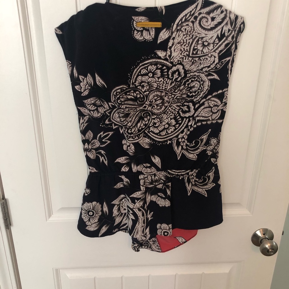 Multi-color deep v silk blouse - Picture 4 of 4